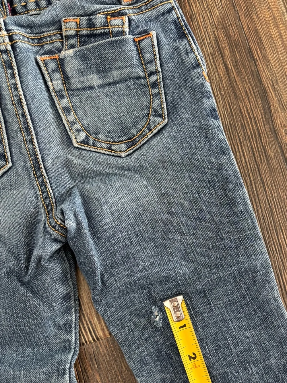 Y2K Baby Gap Denim Stretch Jeans 3T Blue Pink Stitch “Gap 1969” Embroidered ‘06